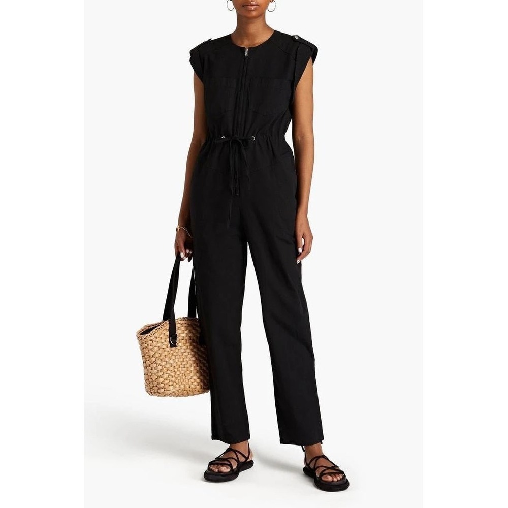 Ba&sh Women's Alia Black Sleeveless Utility‎ Jumpsuit Zip Front - Size Small